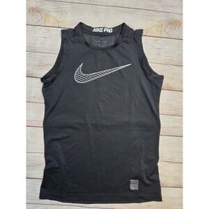 Nike Pro Tank Fitted Shirt Youth Boy's Size Large Black Pro Dri-Fit Sleeveless
